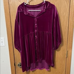 Velvet Button-Up Top 2XL